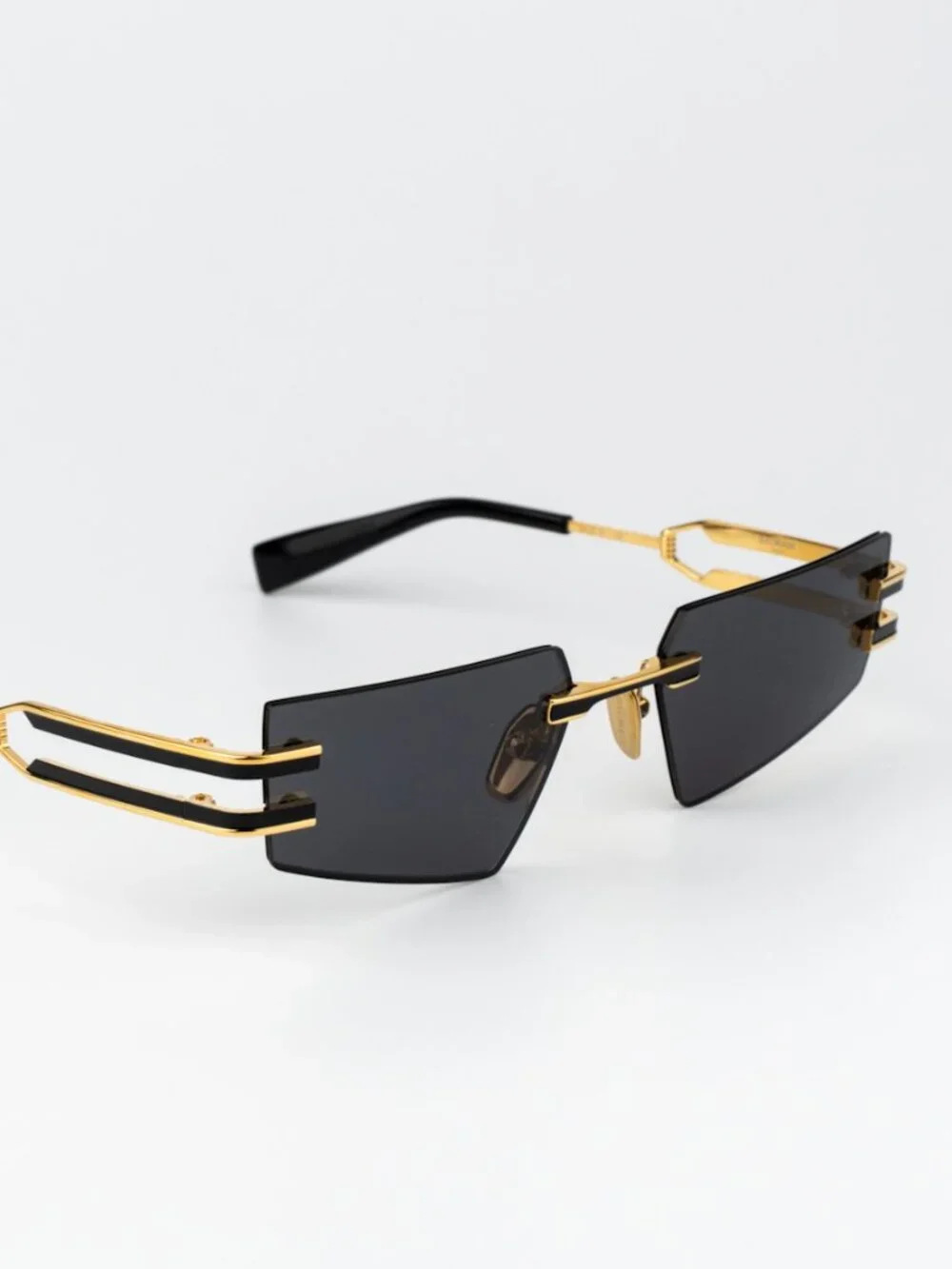 Balmain Men Sunglasses Titanium Gold Black Grey Geometric FIXE BPS-123A-54
